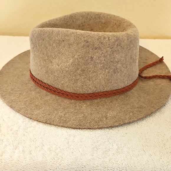 NWT Treasure & Bond Double -Braid Wool Felt Fedora Adjustable Hat Beige One Size - Picture 6 of 14
